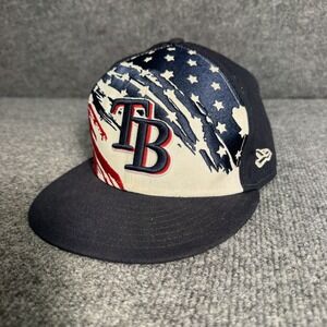 New Era Tampa Bay Rays MLB Official On Field Cap Hat 59FIFTY Size 7 1/2 USA Flag